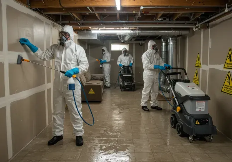 Basement Moisture Removal and Structural Drying process in Putnam, CT